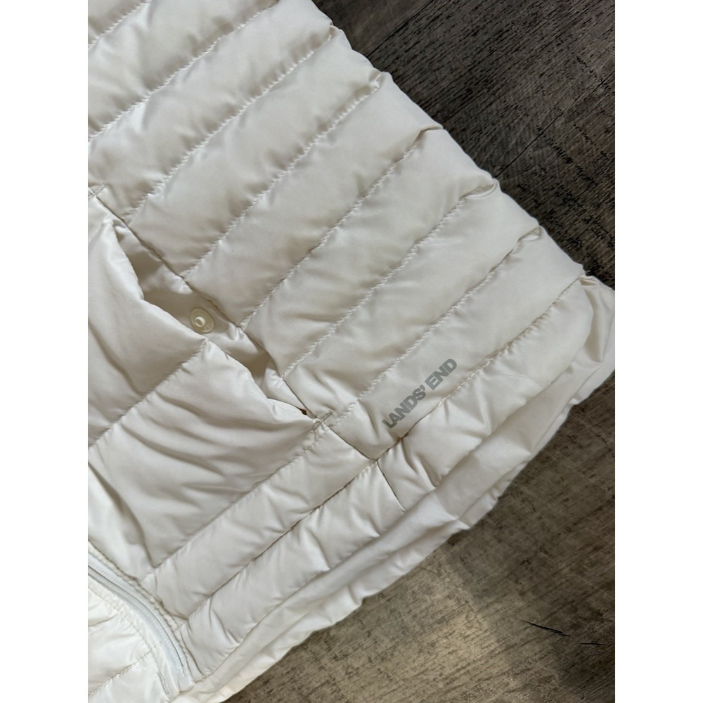 LANDS END Women's PUFFER VEST Jacket Down White Ivory Large Petite - Picture 3 of 5
